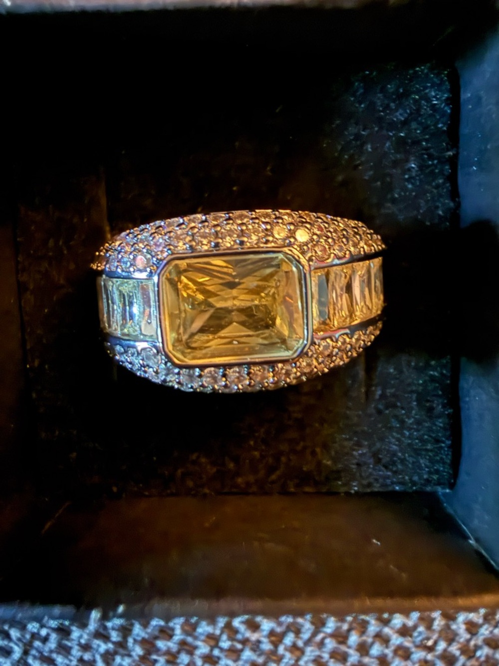 Citrine on Hematite Ring